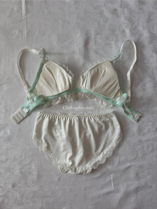 Japanese Mint Lace Bralette Set (New-S)