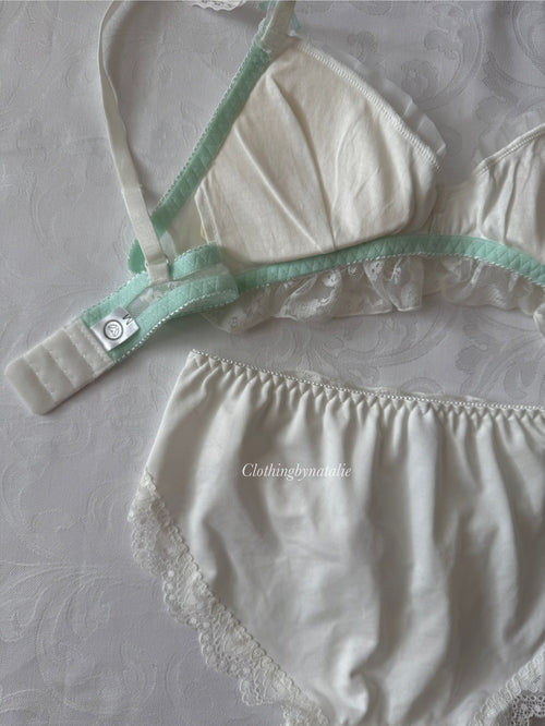Japanese Mint Lace Bralette Set (New-S)