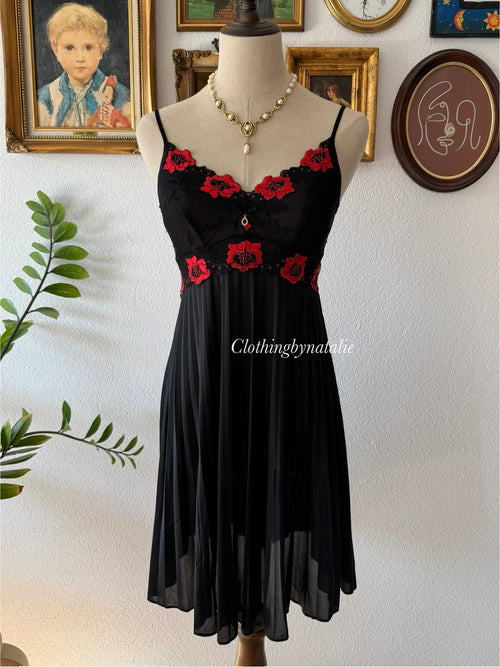 Black Pleated Nylon Gown Size S