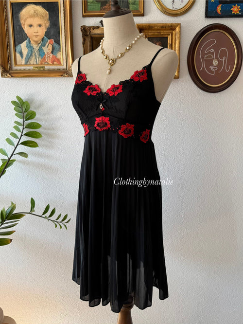Black Pleated Nylon Gown Size S