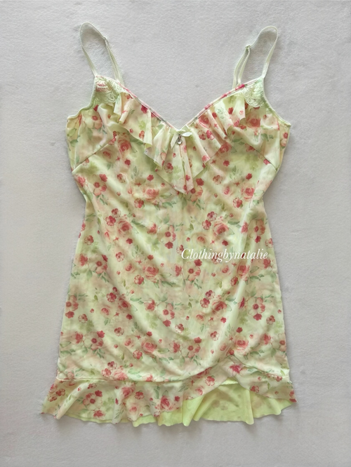 Floral Yellow Mesh Slip Size M