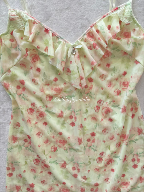 Floral Yellow Mesh Slip Size M