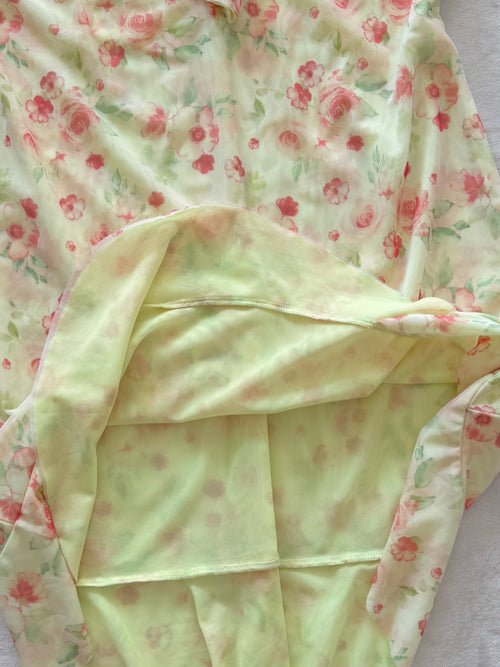 Floral Yellow Mesh Slip Size M