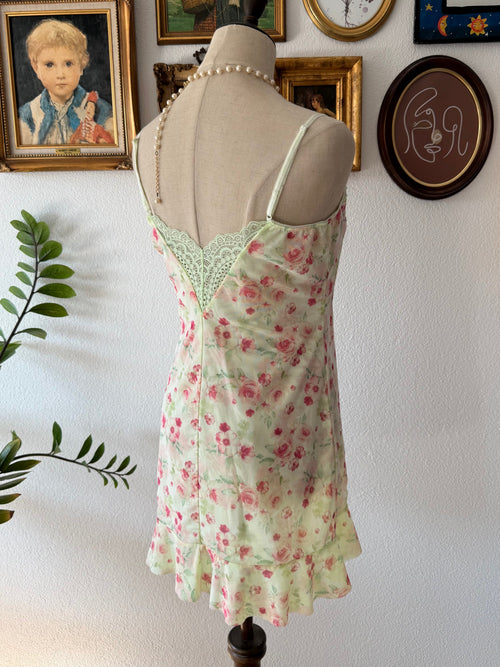 Floral Yellow Mesh Slip Size M
