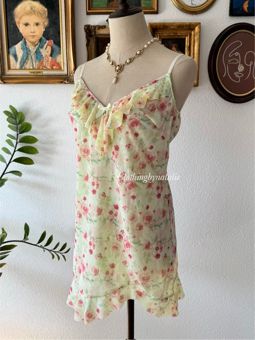 Floral Yellow Mesh Slip Size M