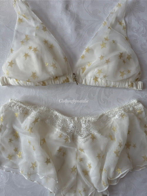 Japanese White Star Bralette Set (New-S)