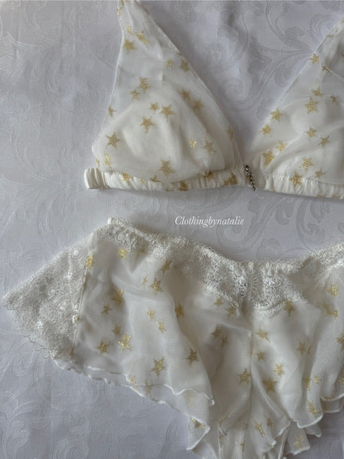 Japanese White Star Bralette Set (New-S)