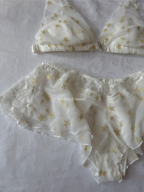 Japanese White Star Bralette Set (New-S)