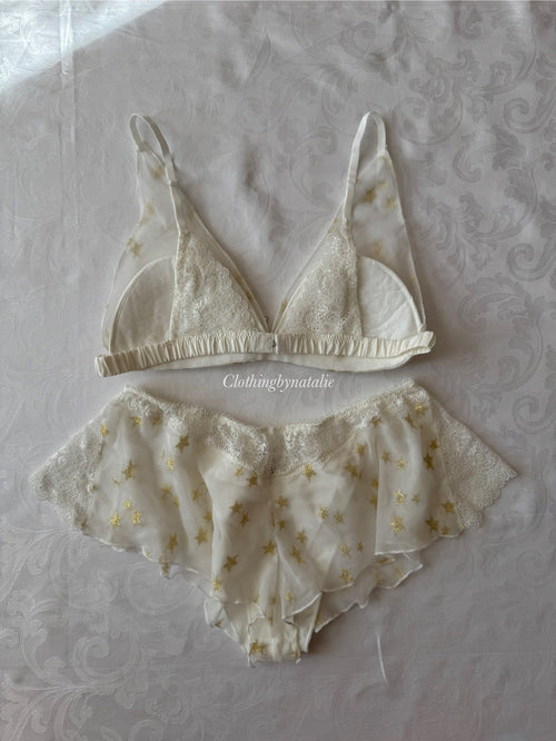 Japanese White Star Bralette Set (New-S)
