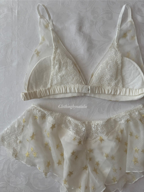 Japanese White Star Bralette Set (New-S)