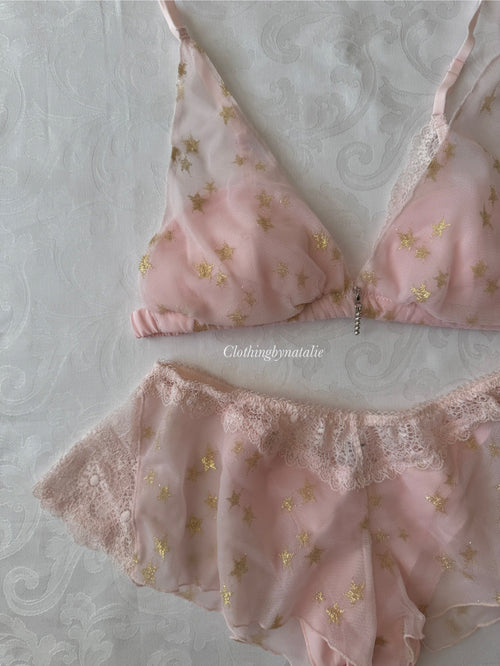 Japanese Pink Star Bralette Set (New 100% - M)