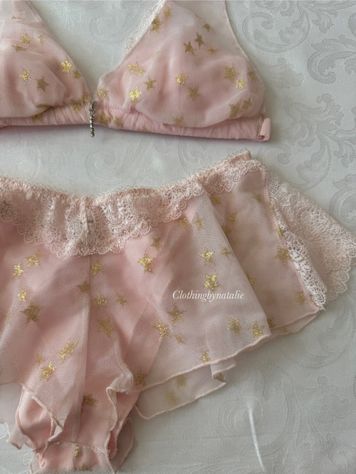 Japanese Pink Star Bralette Set (New 100% - M)