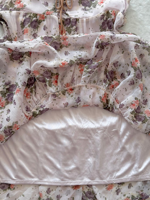 Purple Floral Chiffon Babydoll Size M
