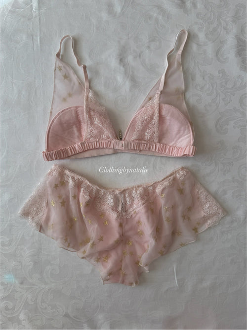 Japanese Pink Star Bralette Set (New 100% - M)