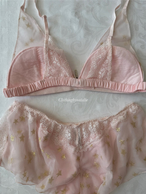 Japanese Pink Star Bralette Set (New 100% - M)