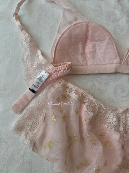Japanese Pink Star Bralette Set (New 100% - M)