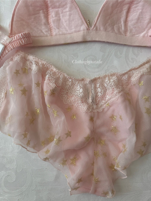 Japanese Pink Star Bralette Set (New 100% - M)