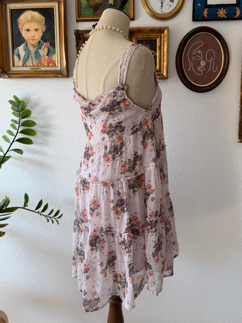 Purple Floral Chiffon Babydoll Size M