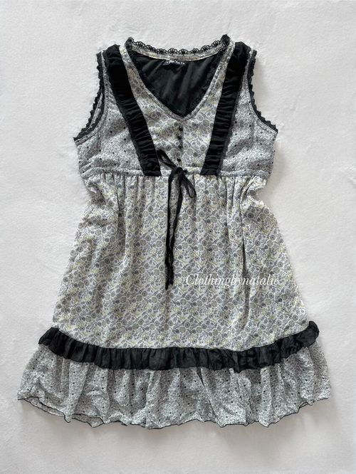 Black Floral Chiffon Babydoll Size S