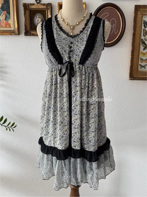 Black Floral Chiffon Babydoll Size S