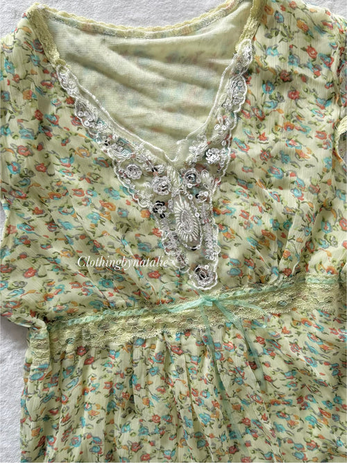 Fairy Green Chiffon Blouse Size S