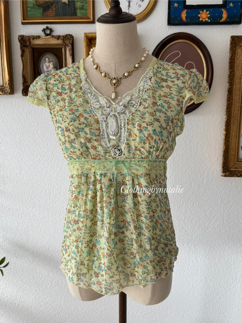 Fairy Green Chiffon Blouse Size S