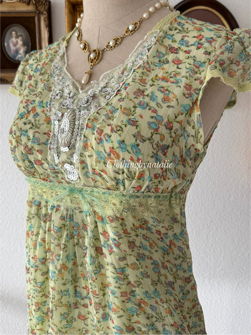 Fairy Green Chiffon Blouse Size S