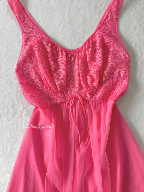 Vanity Fair Hot Pink Chiffon Babydoll size S