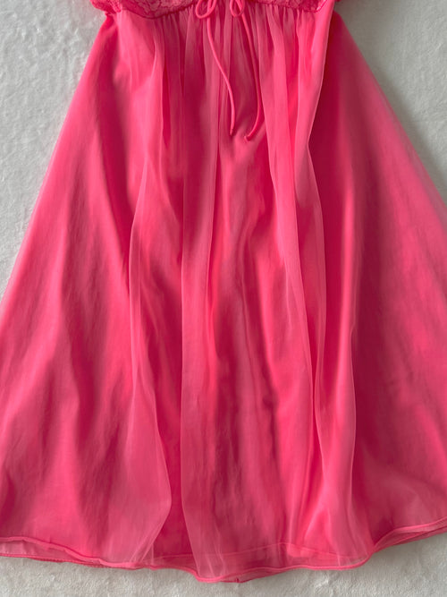 Vanity Fair Hot Pink Chiffon Babydoll size S