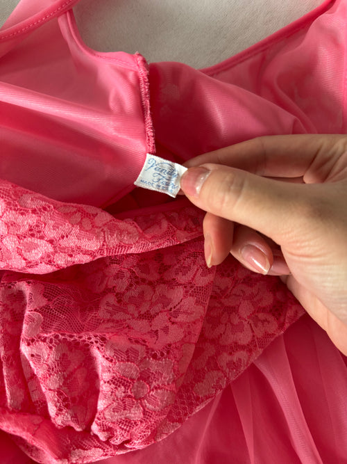 Vanity Fair Hot Pink Chiffon Babydoll size S