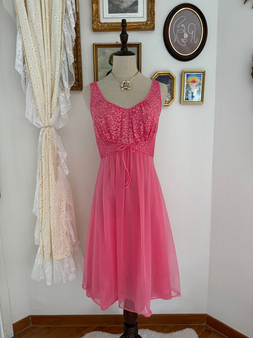 Vanity Fair Hot Pink Chiffon Babydoll size S