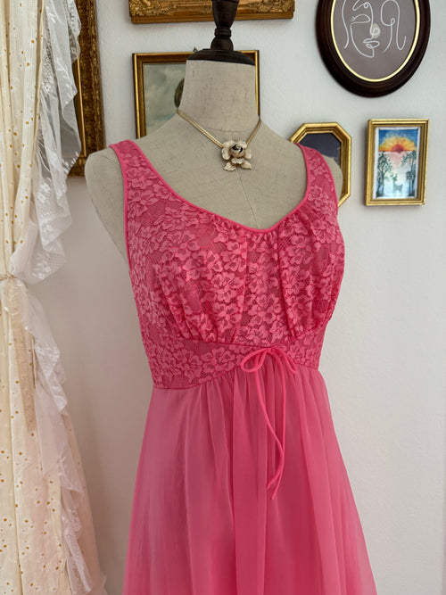 Vanity Fair Hot Pink Chiffon Babydoll size S