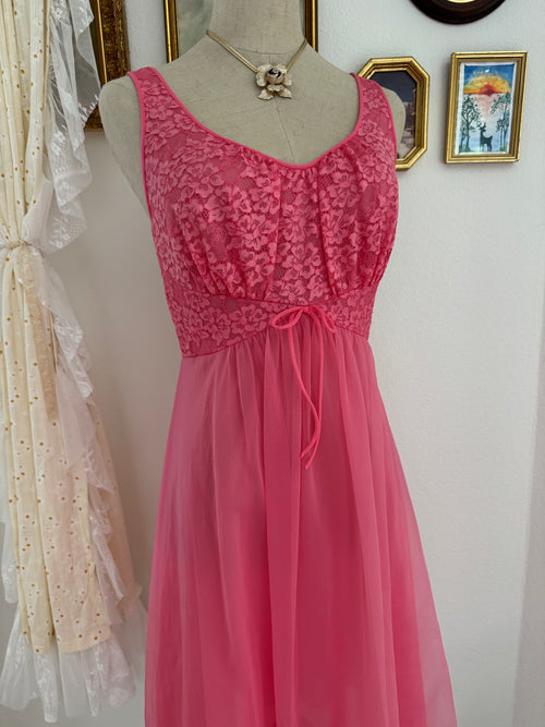 Vanity Fair Hot Pink Chiffon Babydoll size S