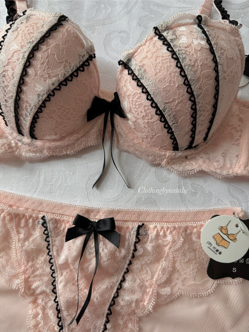Japanese Black Pink Lace Set (New-75A)
