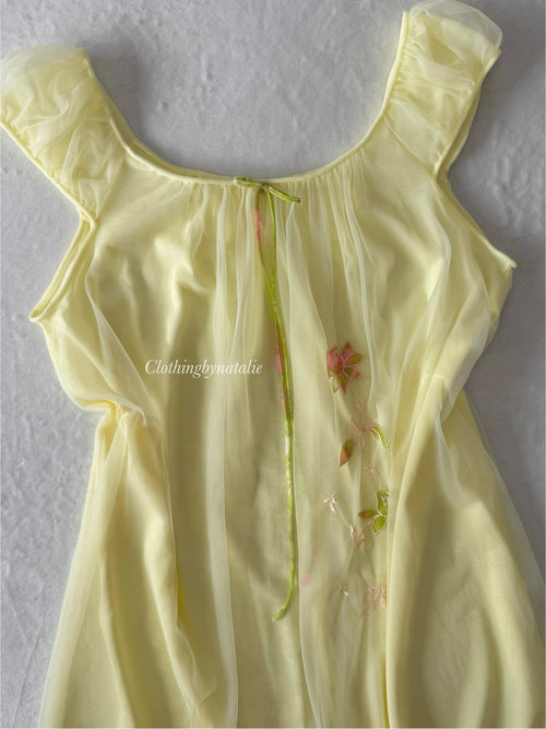 Miss Elaines Yellow Chiffon Babydoll size S/M