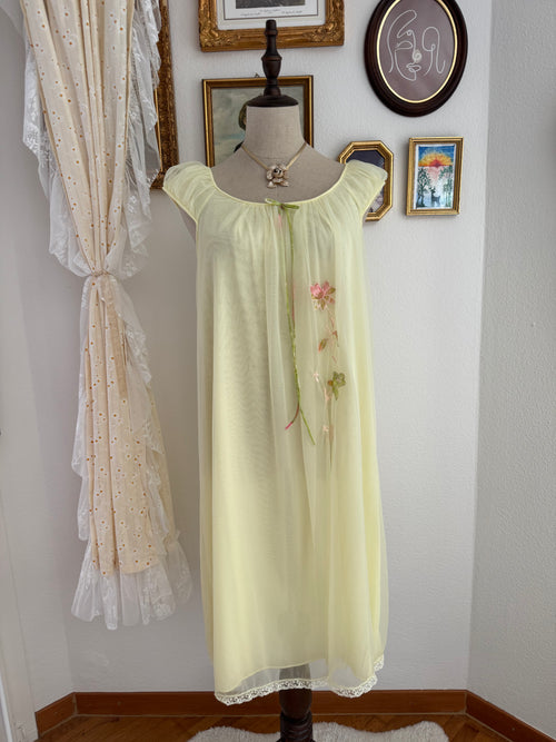 Miss Elaines Yellow Chiffon Babydoll size S/M