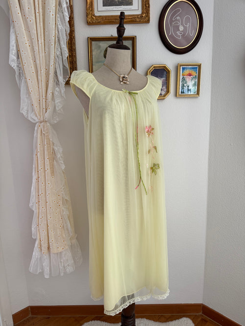 Miss Elaines Yellow Chiffon Babydoll size S/M