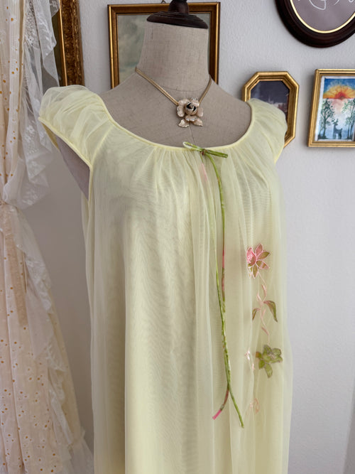 Miss Elaines Yellow Chiffon Babydoll size S/M