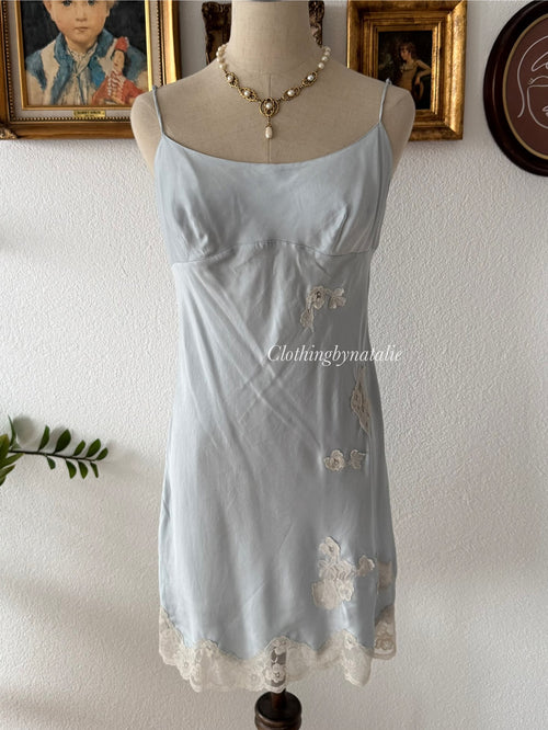 VS Blue Pure Silk Mini Slip Size M