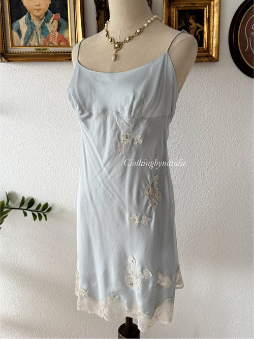 VS Blue Pure Silk Mini Slip Size M