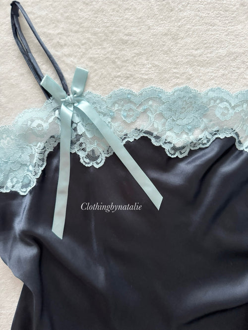 VS Angels Navy Blue Satin Slip Size M