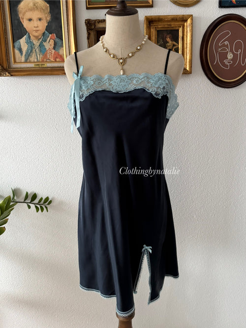 VS Angels Navy Blue Satin Slip Size M