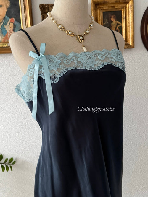 VS Angels Navy Blue Satin Slip Size M