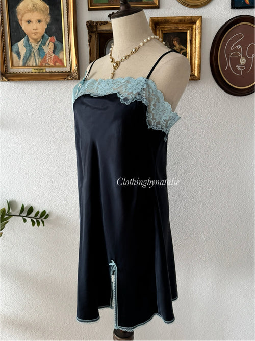 VS Angels Navy Blue Satin Slip Size M