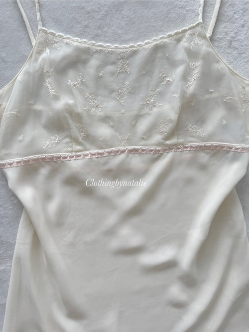 Valerie Stevens White Chiffon Babydoll Size M/L