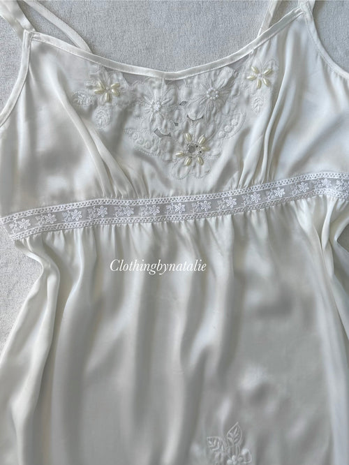Morgan Taylor White Satin Babydoll size S/small M