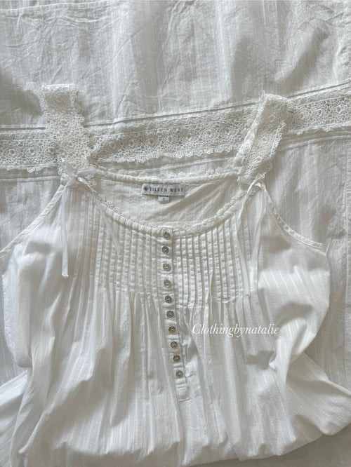 Vintage Eileen West Cotton Prairie Maxi Nightgown Size S/M