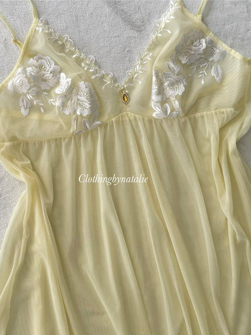 Romantic Yellow Sheer Mesh Nightgown size S/small M