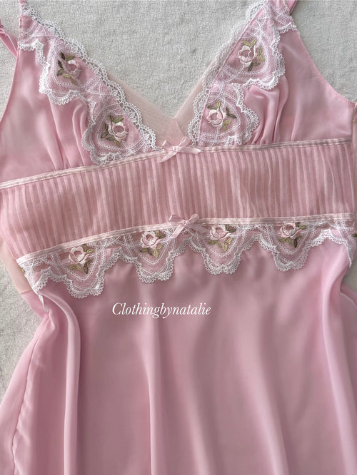 Romantic Pink Chiffon Babydoll size M