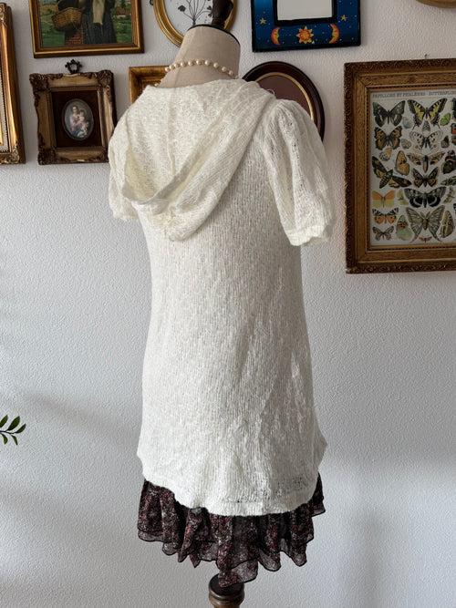 White Knit Hooded Dress Size S
